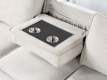 Estelle - Fabric Reversible Sleeper Sectional With Storage Chaise Drop-Down Table 2 Cup Holders And 2 USB Ports