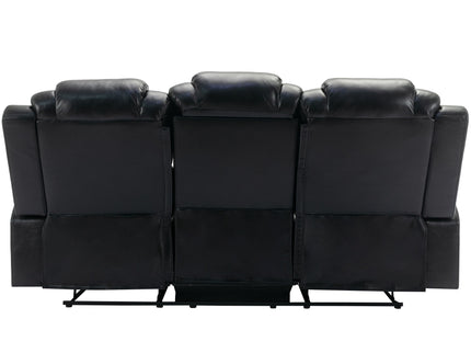 3 Pieces Recliner Sofa Sets Home Theater Seating Manual Recliner Chair With Center Console And LED Light Strip For Living Room
