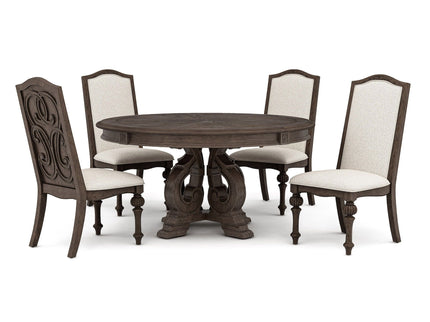 Elegant Dining Set Round Table And Side Chairs