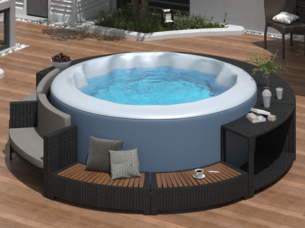 Spa Surround Spa Frame Patio Rattan Sofa Set With Storage Spaces, Mini Sofa And Comfortable Cushion For Patio, Backyard
