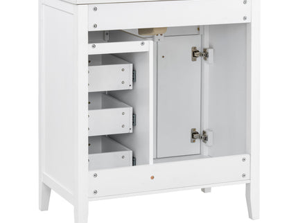 Bathroom Vanity With Sink, Freestanding Design, Soft Close Doors & Drawers - White