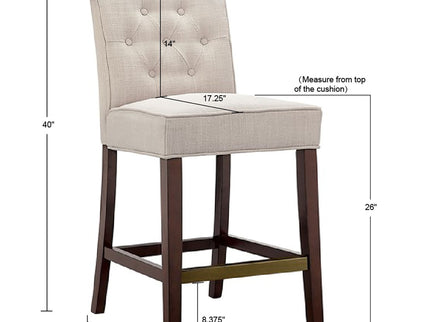 Tufted Counter Stool With Button Tufted Back - Tan