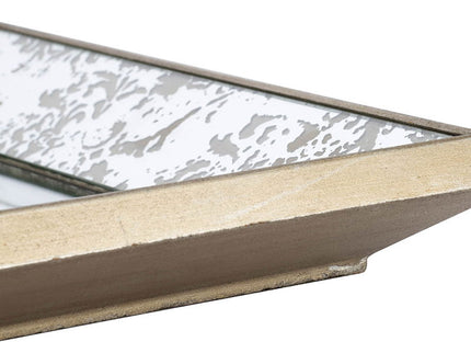 Antique Rectangle Mirror With Floral Accents, Mirrored Display Tray, Hanging Wall Mirror