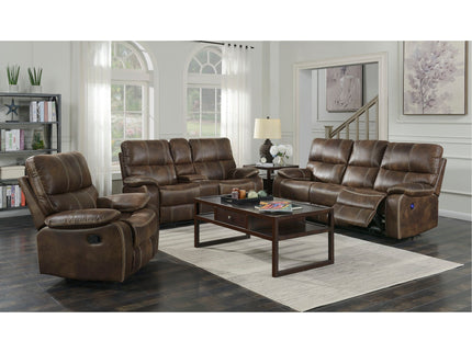 Power Reclining Loveseat - Brown - Fabric