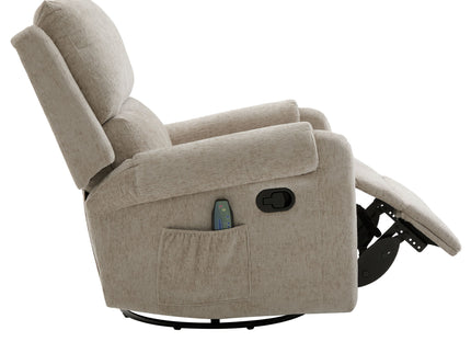 Manual Recliner Massage Chair With Swivel Rocker, 8 Massage Modes, Side Storage Pocket