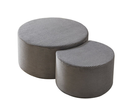 Modern Upholstered Round Coffee Table For Living Room (Set of 2)