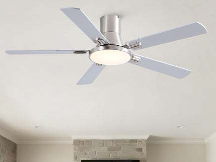 Flush Mount Ceiling Fans With LED Light And Remote Control, 5 Blades