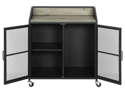 Arlette - 2 Door Mobile Home Bar Wine Cabinet With Smooth Rolling Casters - Black