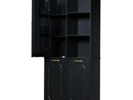 Freestanding Tall Storage Cabinet With 2 Tilt Out Hampers
