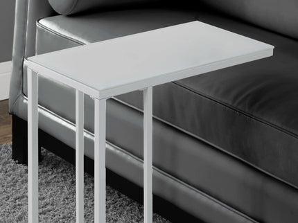 Accent Table, C - Shaped, Tempered Glass, Stylish Design Contemporary & Modern