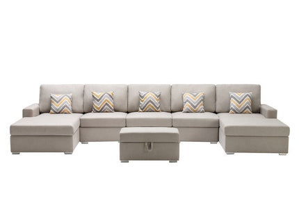 Nolan - Fabric 6 Piece Sectional Sofa With Pillows And Interchangeable Legs