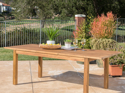 Wilson - Expandable Dining Table With Slat Design - Teak Acacia Wood