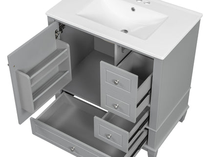 Freestanding Bathroom Vanity With Sink, Soft Close Door, 3 Drawers