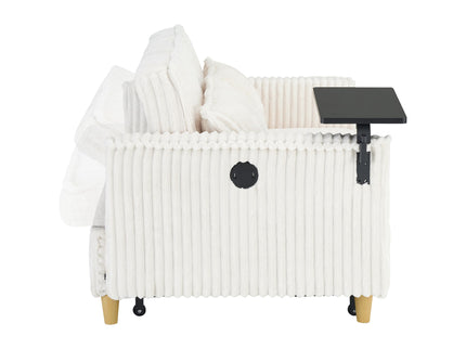 Pull Out Sofa With Movable Tabletop And USB Ports