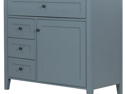 Bathroom Vanity With Sink, 3 Drawers & Cabinet With Adjustable Shelves