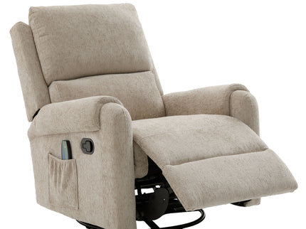 Manual Recliner Massage Chair With Swivel Rocker, 8 Massage Modes, Side Storage Pocket