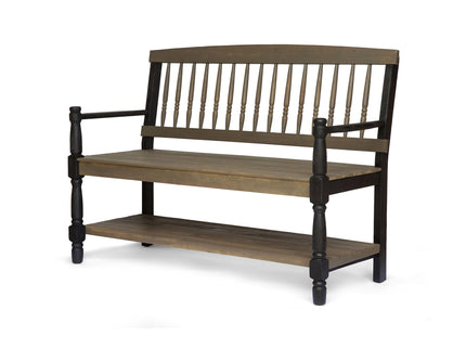 Slatted Bench With Built In Shelf