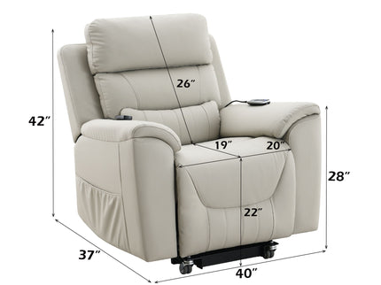 Marsha - Power Recliner With Lift & Massage - Light Gray