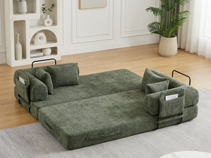 Convertible Sleeper Sofa Bed With Cylindrical Pillow
