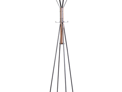 Reclaimed Wood And Metal Freestanding Coat Rack With Hooks Use In Bedroom, Living Room - Natural