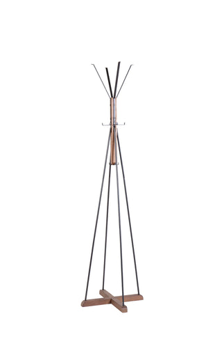 Reclaimed Wood And Metal Freestanding Coat Rack With Hooks Use In Bedroom, Living Room - Natural