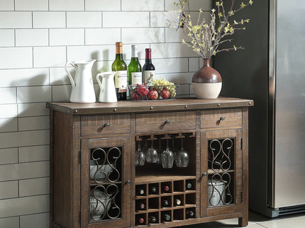 Raphaela - Server With Cup Holder & Wine Rack - Cherry