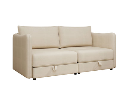Modular Sectional Sofa With Storage, Convertible 2 Seater Sleeper Sofa - Beige