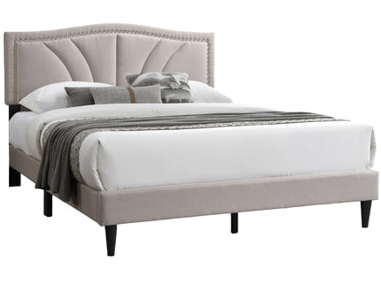 Bed With Nailhead Trim Accents, Upholstered Platform Frame