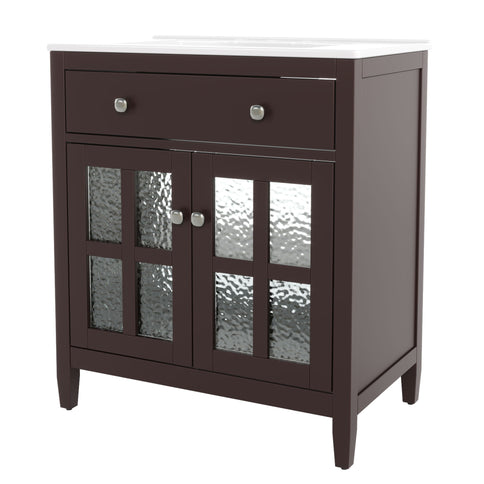 Bathroom Vanity With Ceramic Sink, Adjustable Shelf & Tip Out Tray