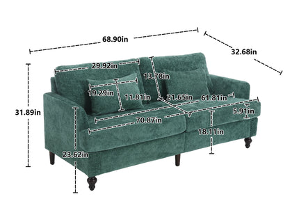 Mid Century Modern Fabric Loveseat Sofa, 2 Seat Upholstered Couch