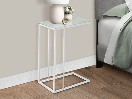 Accent Table, C - Shaped, Tempered Glass, Stylish Design Contemporary & Modern