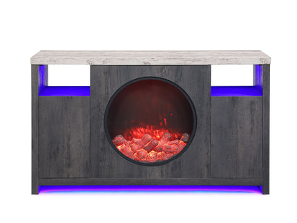 Nancy - Entertainment Unit With Bluetooth Speaker And LED Lighting - Gray