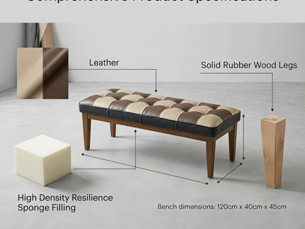 Checkered Bench For Entryway - Black / Brown / Cream