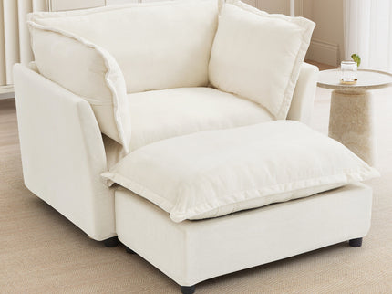 Modern Armchair Sofa With Movable Ottoman