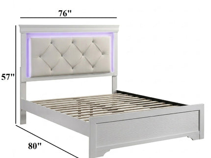 Tufted Headboard Bed With LED Lighting
