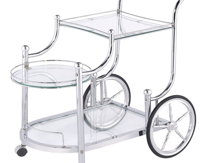 Reia - 3 Tier Cart With Casters & Tempered Glass Design - Chrome