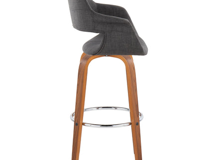 Vintage Flair - Mid Century Modern Fixed Height Barstool With Swivel & Round Footrest (Set of 2)