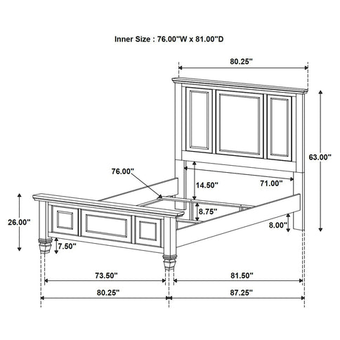 Dennis - 4 Piece Eastern King Bedroom Set - Cream White