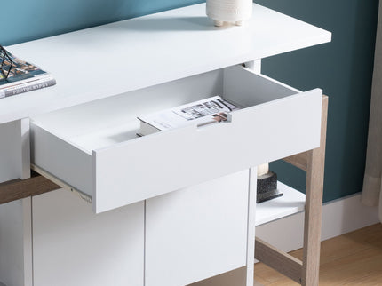 Modernize Kitchen Buffet Organizing Cabinet With 4 Shelves - White / Dark Taupe