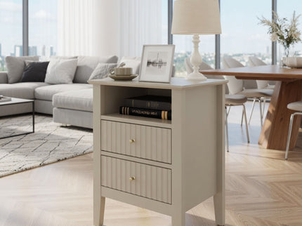 Fluted Nightstand With 2 Drawers