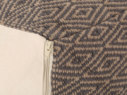 Amuleto - Hand Loomed Cotton Pouf - Dark Gray / Brown