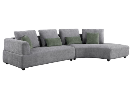 Lincoln - Upholstered Curved Sectional Sofa With Pillow Back Cushions - Gray