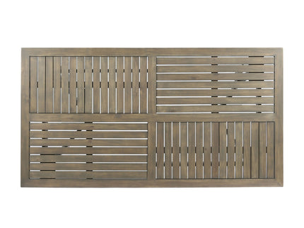 Transitional Acacia Wood Dining Table With Slat Panel Top - Gray
