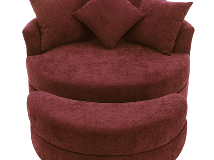 360° Swivel Accent Barrel Chair With Storage Ottoman & 4 Pillows, Modern Leisure Chair Round Accent For Living Room