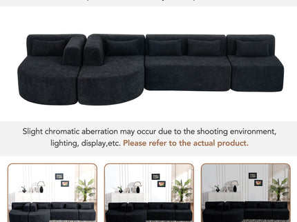 Upholstered Sofa Free Combined Sofa Couch With 2 Chaise Lounge And Five Back Pillows For Living Room