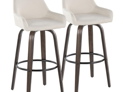 Daniella - Contemporary Fixed Height, Barstool With Swivel With Round Footrest (Set of 2)