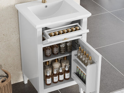 Bathroom Vanity With Sink, Adjustable Shelf, Tilt-Out Drawer