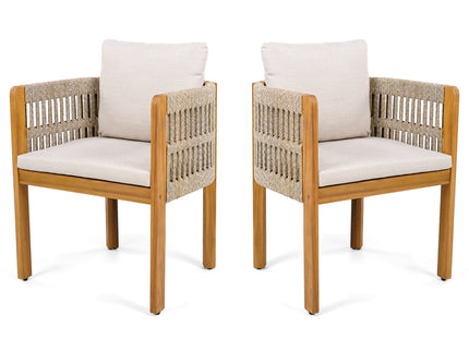 Outdoor Dining Chairs With Mix Rope Handles (Set of 2)