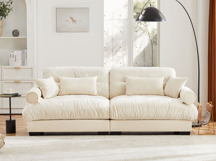 Modern Oversize Sofa With Cloud Like Comfort, Featuring Waist And Throw Pillows