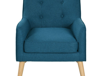 Modern Arm Chair With Tufted Back And Wooden Legs